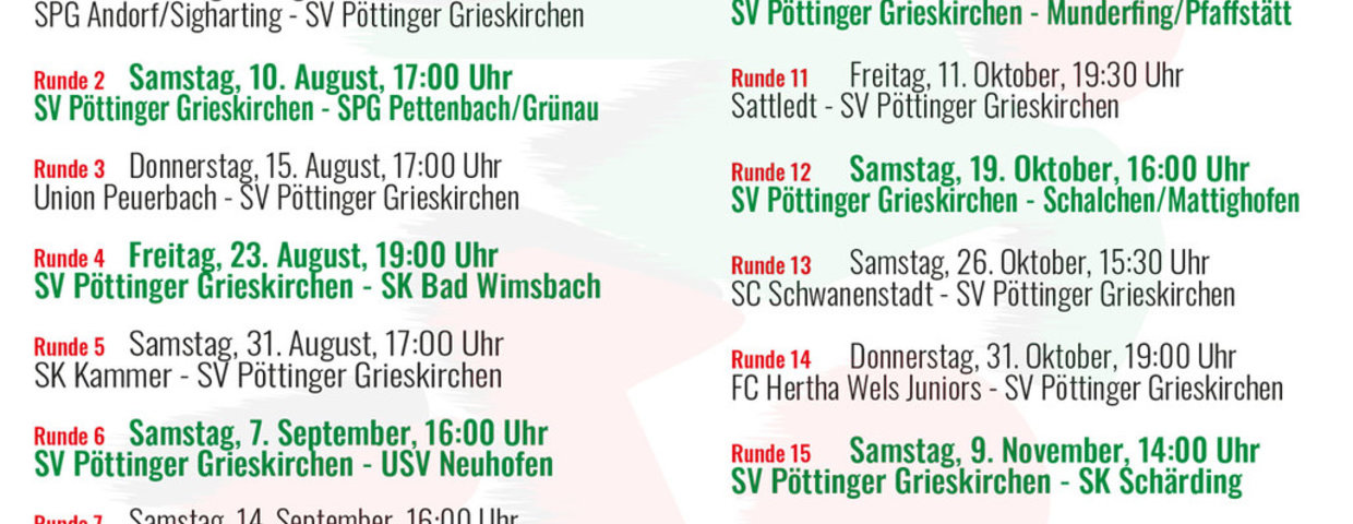 Spielplan Kampfmannschaft Herbst 2024